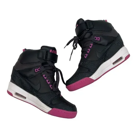 Nike Air Women's Black Pink Revolution Sky High Sneaker Wedge Sizes 7 & 8 - Picture 8 of 8